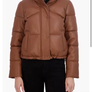 Sebby Cognac Leather Puffer Jacket
